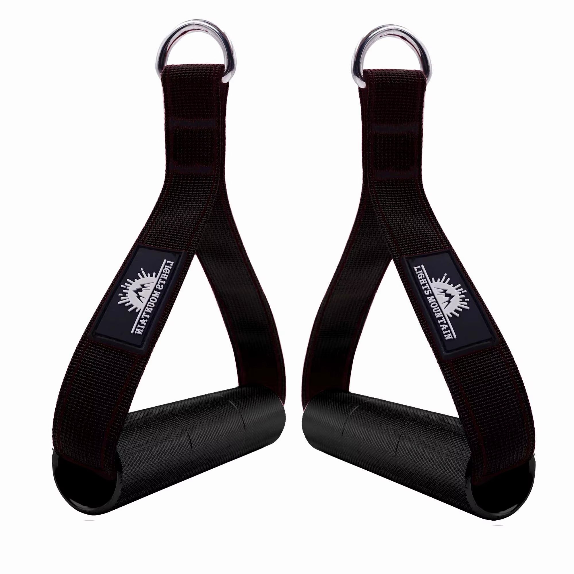 1Pair Metal Gym Handles Resistance Bands Exercise Cable Machine Home Fitness Equipment Double Webbing Non-Slip Grip