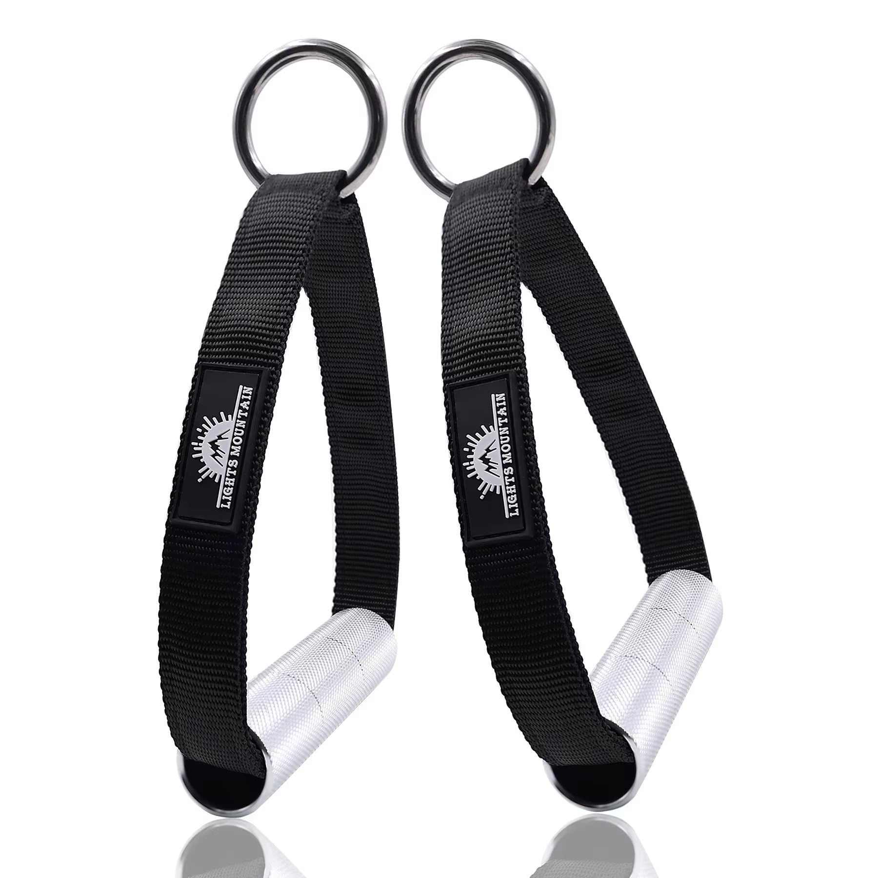 1Pair Metal Gym Handles Resistance Bands Exercise Cable Machine Home Fitness Equipment Double Webbing Non-Slip Grip