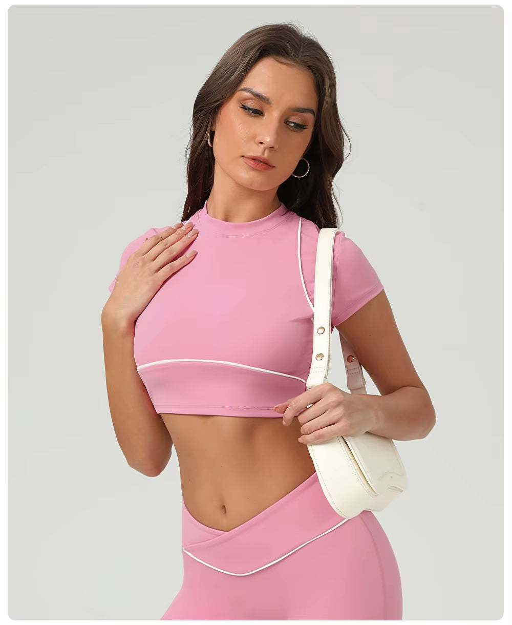 Women's Yoga Crop Top – Short Sleeve Workout Shirt