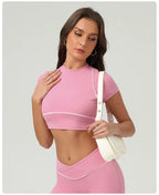 Women's Yoga Crop Top – Short Sleeve Workout Shirt