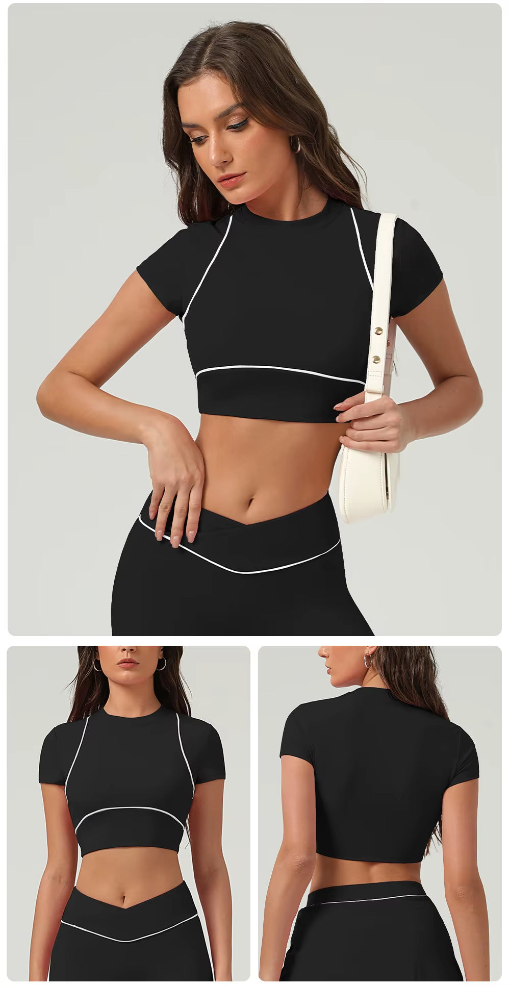 Women's Yoga Crop Top – Short Sleeve Workout Shirt