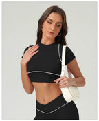 Women's Yoga Crop Top – Short Sleeve Workout Shirt