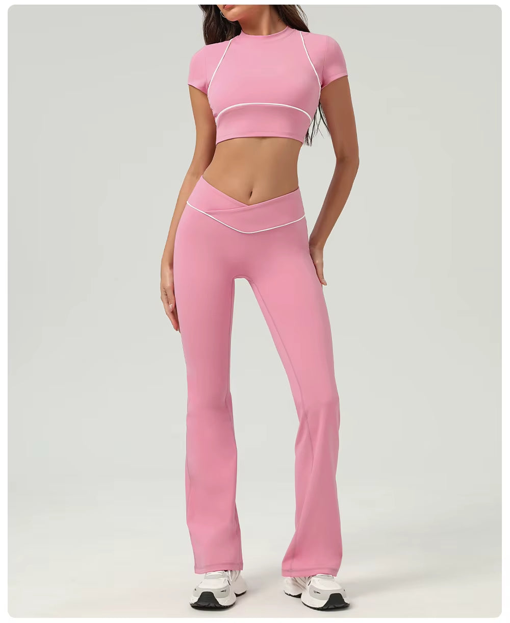 Women's Yoga Crop Top – Short Sleeve Workout Shirt