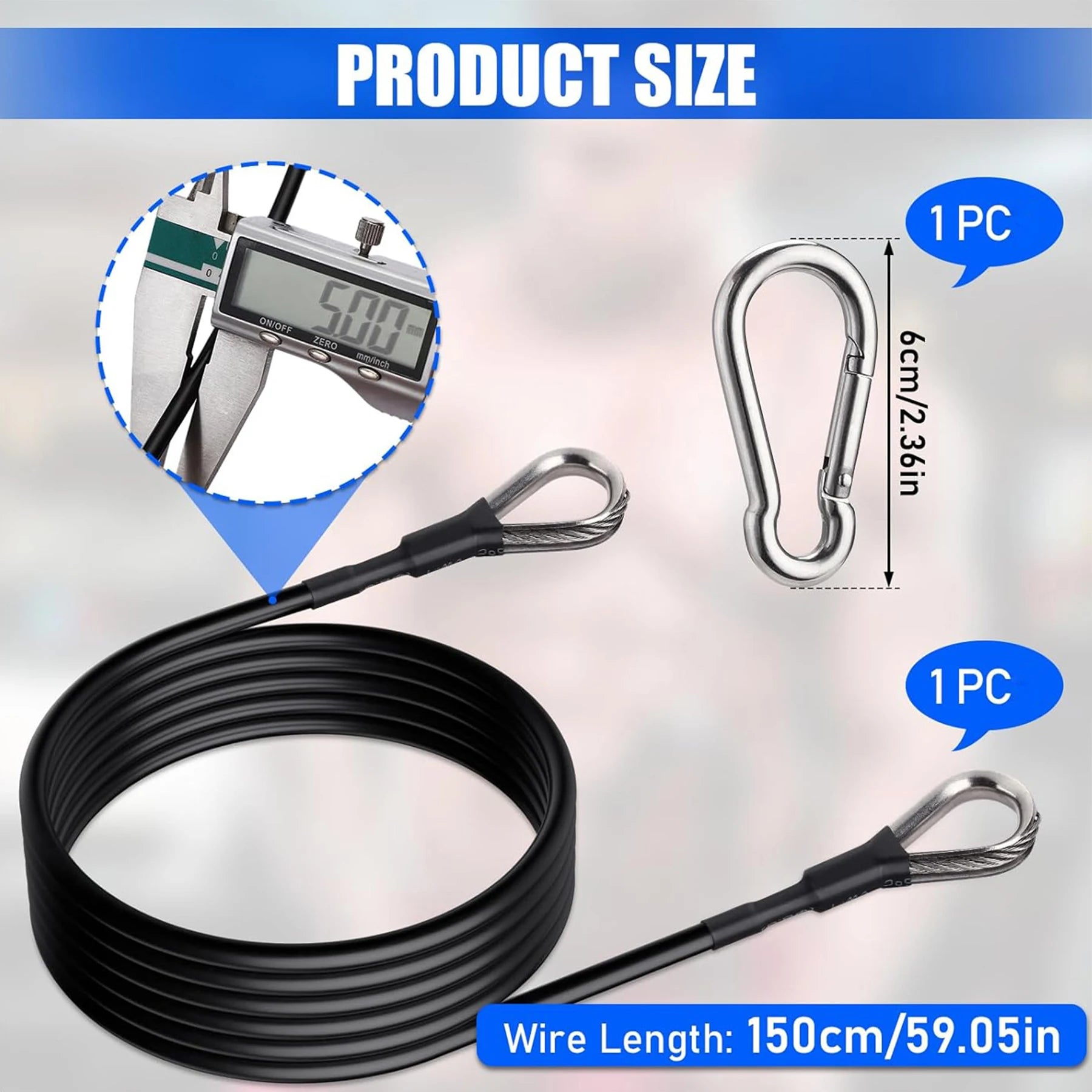 Heavy-Duty 5mm Gym Cable Extender