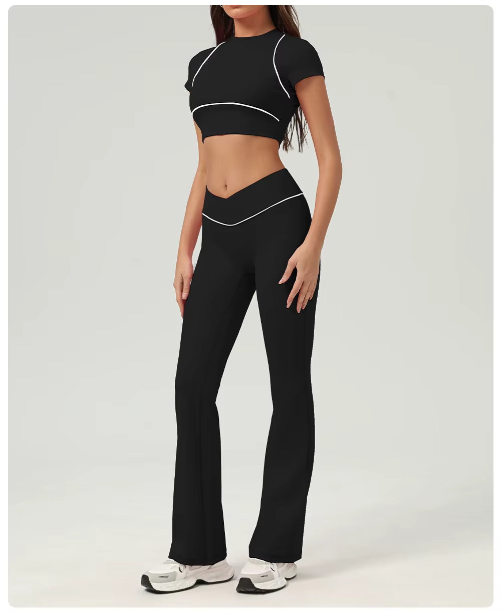 Women's Yoga Crop Top – Short Sleeve Workout Shirt