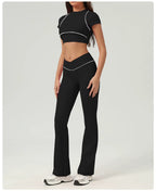 Women's Yoga Crop Top – Short Sleeve Workout Shirt