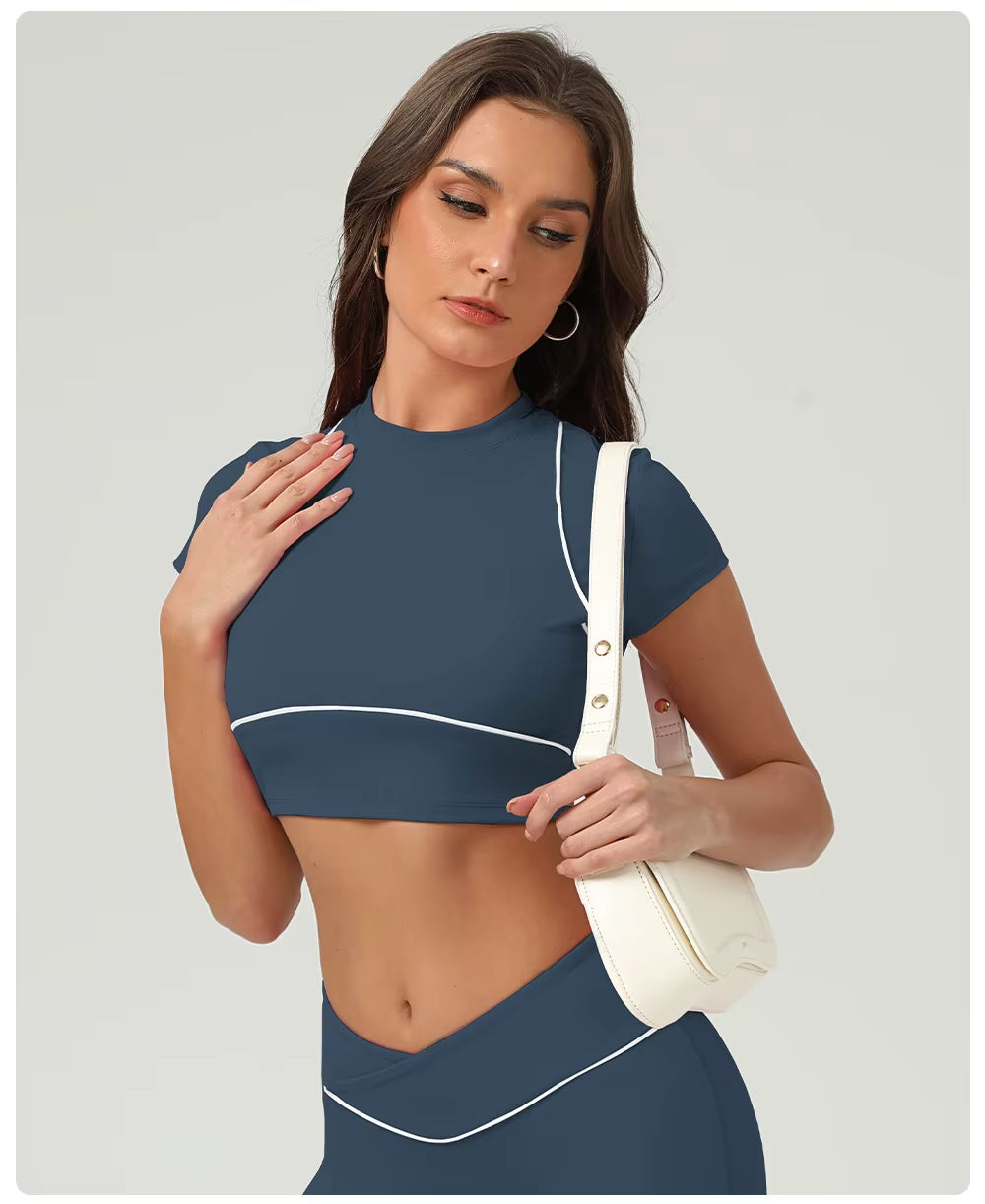 Women's Yoga Crop Top – Short Sleeve Workout Shirt