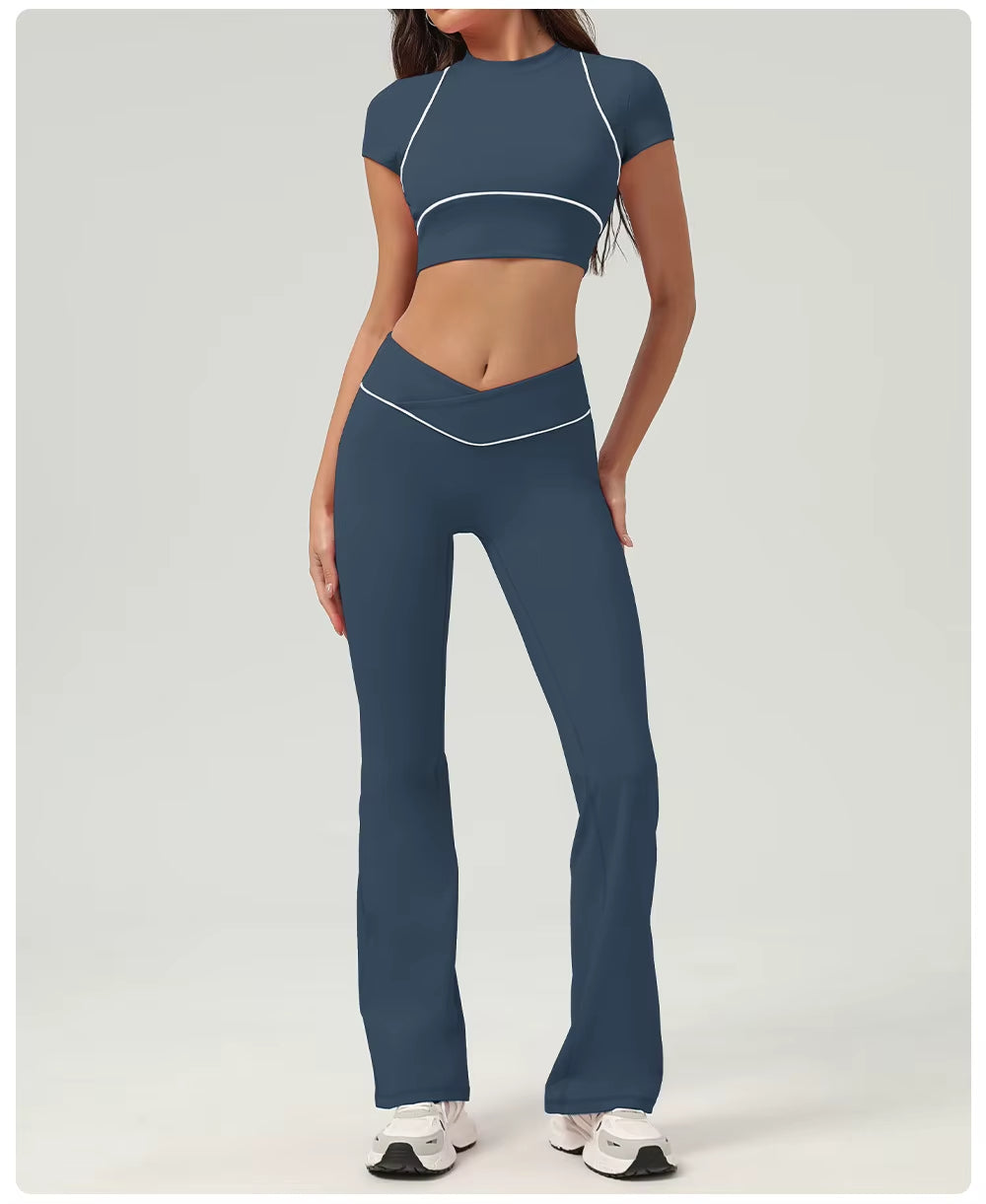 Women's Yoga Crop Top – Short Sleeve Workout Shirt