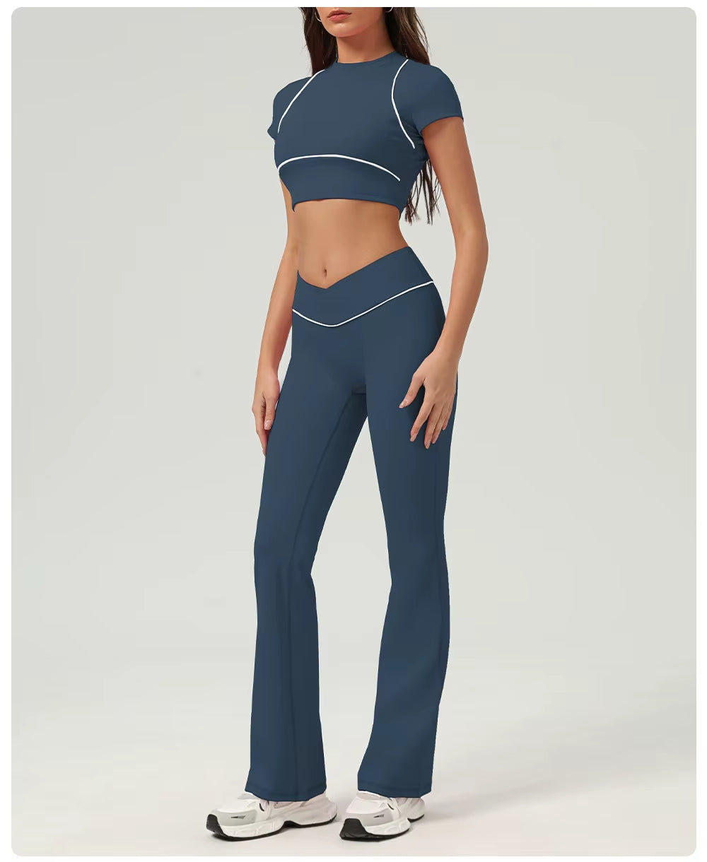 Women's Yoga Crop Top – Short Sleeve Workout Shirt