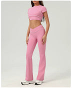 Women's Yoga Crop Top – Short Sleeve Workout Shirt