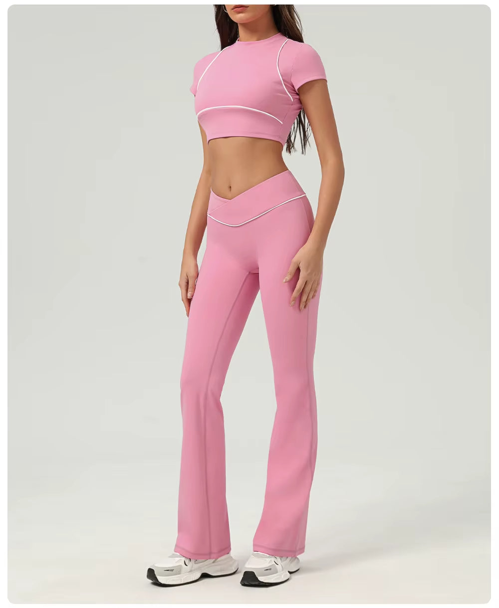 Women's Yoga Crop Top – Short Sleeve Workout Shirt