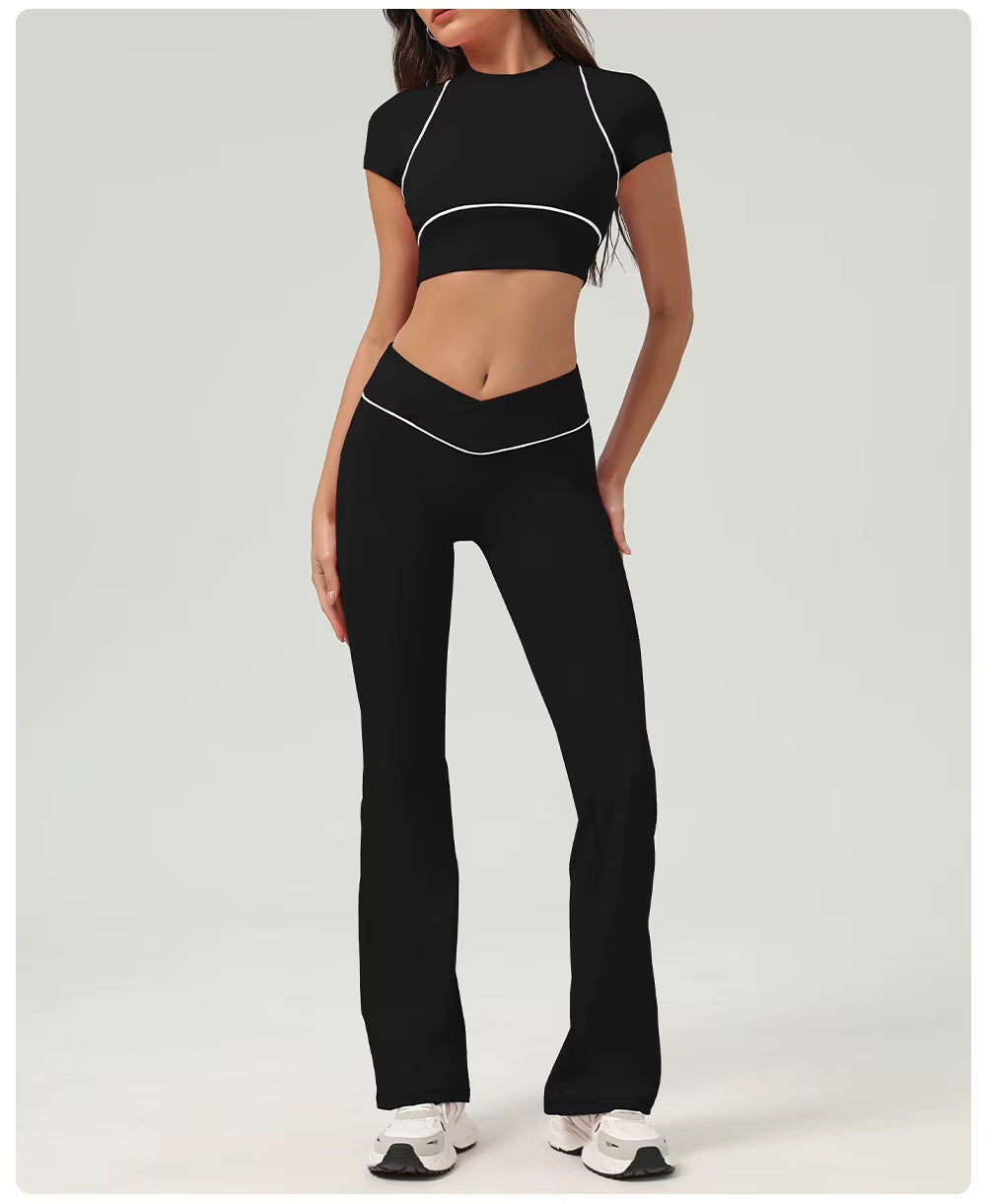 Women's Yoga Crop Top – Short Sleeve Workout Shirt