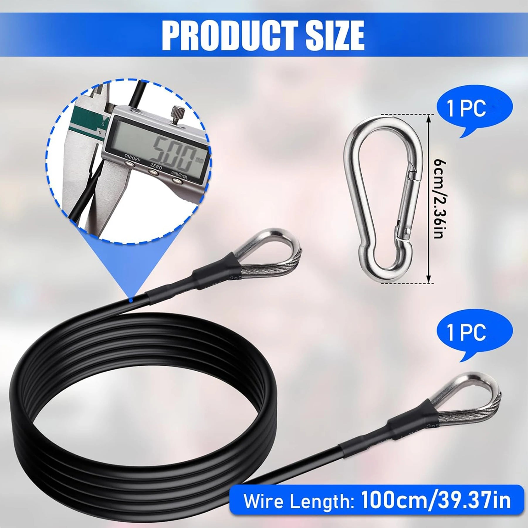 Heavy-Duty 5mm Gym Cable Extender
