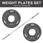 5FT Standard Barbell Set with 5LB, 3Hole Cast Iron Grip Plates Pairs Home Gym Weight Set